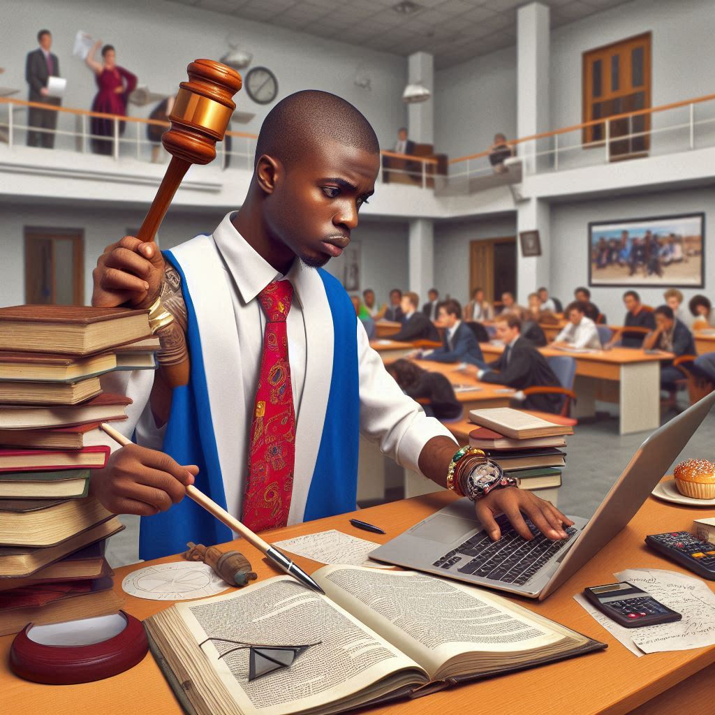 A cooperate dressed Nigerian student using his laptop in the library